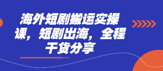 海外短剧搬运实操课，短剧出海，全程干货分享-网创副业