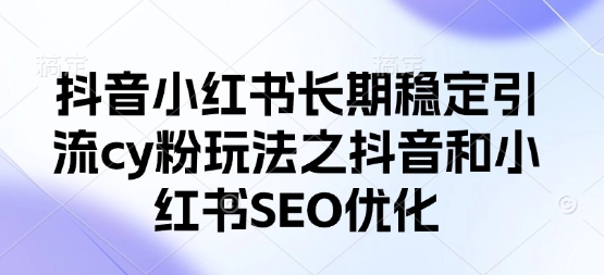 抖音小红书长期稳定引流cy粉玩法之抖音和小红书SEO优化-网创副业