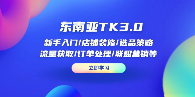 (14208期)东南亚TK3.0:新手入门/店铺装修/选品策略/流量获取/订单处理/联盟营销等-网创副业