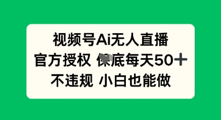 视频号AI无人直播,官方授权 每天50+,不违规 小白也能做-网创副业