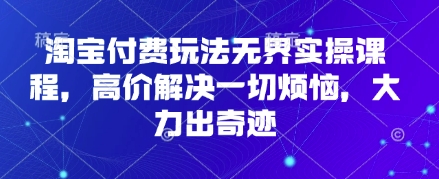 淘宝付费玩法无界实操课程,高价解决一切烦恼,大力出奇迹-网创副业