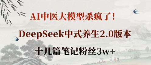 AI中医大模型杀疯了!DeepSeek中式养生2.0版本,十几篇笔记粉丝3w+-网创副业
