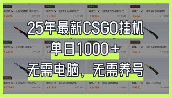 （14178期）25年最新CSGO挂机系统，单日1000+，无需电脑，无需养号，0基础可上手-网创副业