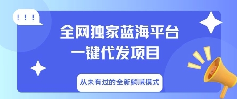 全网独家蓝海平台一键代发项目，从未有过的全新躺Z模式-网创副业