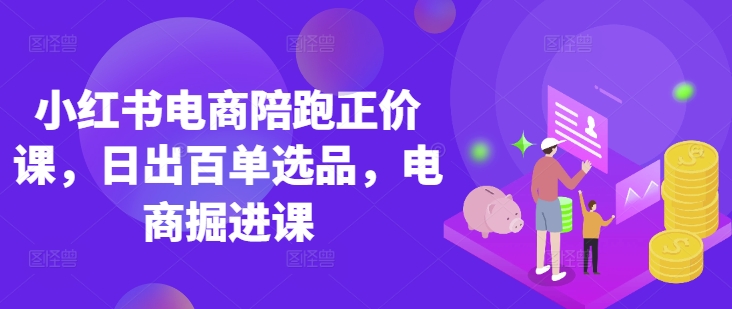 小红书电商陪跑正价课，小红书官方认证电商讲师教学，日出百单选品，电商掘进课-网创副业