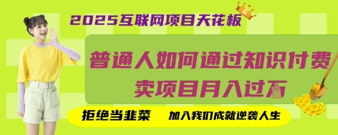 2025互联网项目天花板,普通人如何通过知识付费卖项目月入过W,拒绝当韭菜【揭秘】-网创副业