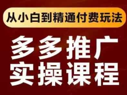 拼多多推广实操课程，从小白到精通付费玩法-网创副业