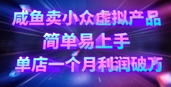 咸鱼卖小众虚拟产品,简单易上手,单店一个月利润破W-网创副业