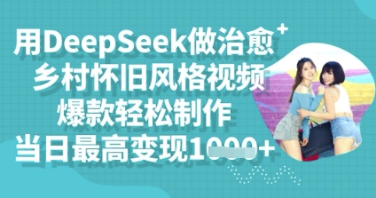 用DeepSeek做治愈乡村怀旧风格视频,爆款轻松制作,当日最高变现多张-网创副业